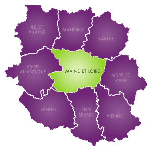 Carte représentant le territoire d'intervention de Forma.clé qui dispense ses formations sur tous les départements qui constitue la Région Pays de La Loire