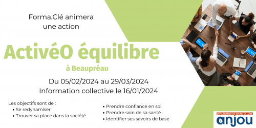 Les ateliers ActivéO équilibre vont se dérouler à Beaupréau du 5 février au 29 mars 2024. L'information collective a lieu le 16 janvier.